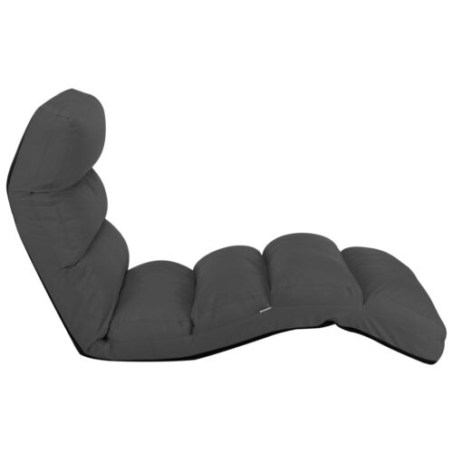 Folding Floor Chair Anthracite Faux Leather - Image 3