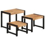 Nesting Tables 3pcs Solid Wood