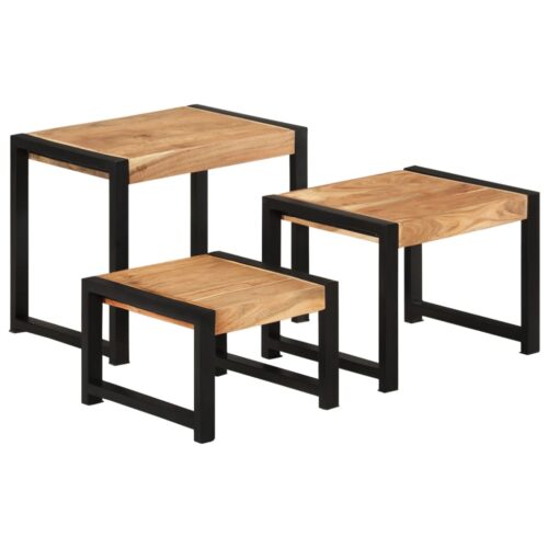 Nesting Tables 3pcs Solid Wood - Image 12