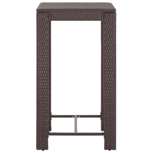 5-Piece Garden Bar Set with Cushions Poly Rattan Wicker Outdoor Patio Furniture Brown - Image 6