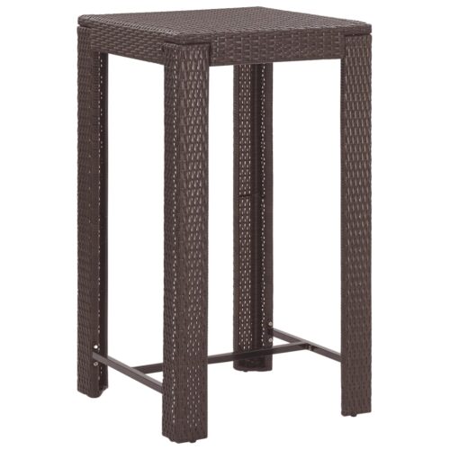 5-Piece Garden Bar Set with Cushions Poly Rattan Wicker Outdoor Patio Furniture Brown - Image 7