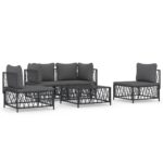 5-Piece Garden Lounge Set with Cushions Anthracite Steel