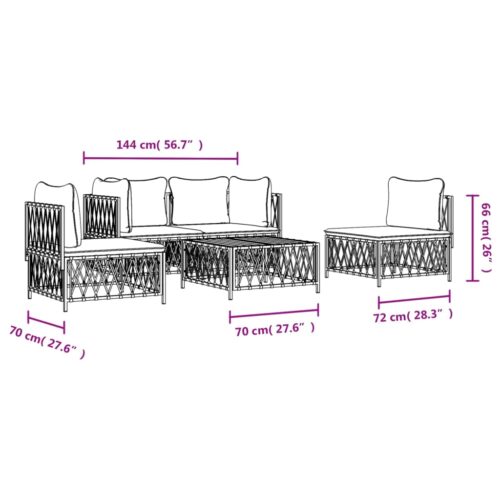 5-Piece Garden Lounge Set with Cushions Anthracite Steel - Image 9