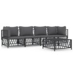 5-Piece Garden Lounge Set with Cushions Anthracite Steel