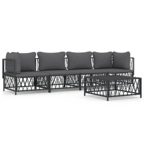 5-Piece Garden Lounge Set with Cushions Anthracite Steel