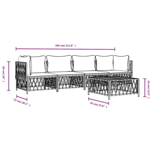 5-Piece Garden Lounge Set with Cushions Anthracite Steel - Image 8