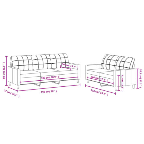 2-Piece Sofa Set with Cushions Black Fabric - Image 6