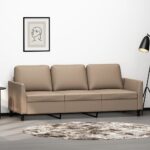 3-Seater Sofa Cappuccino 180cm Faux Leather