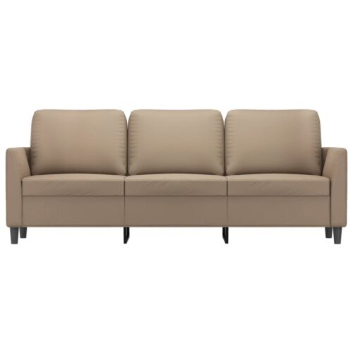 3-Seater Sofa Cappuccino 180cm Faux Leather - Image 3
