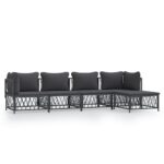 5-Piece Garden Lounge Set with Cushions Anthracite Steel