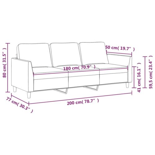 3-Seater Sofa Cappuccino 180cm Faux Leather - Image 8