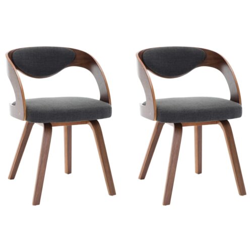 Dining Chairs 2pcs Dark Grey Bent Wood Fabric