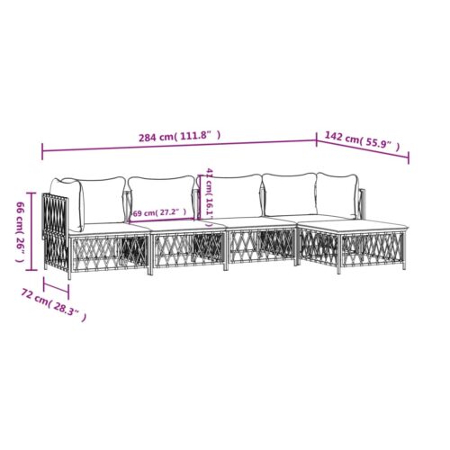 5-Piece Garden Lounge Set with Cushions Anthracite Steel - Image 8