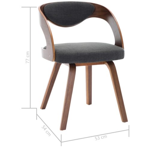 Dining Chairs 2pcs Dark Grey Bent Wood Fabric - Image 7