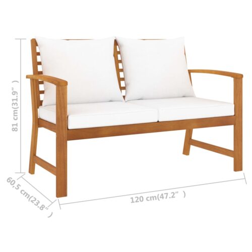 3-Piece Garden Lounge Set with Cushion Acacia Wood Timber Outdoor Patio Furniture - Image 8