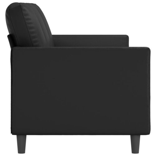 3-Seater Sofa Black 180cm Faux Leather - Image 4