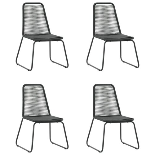 5-Piece Garden Dining Set PVC Rattan Black Brown - Image 5