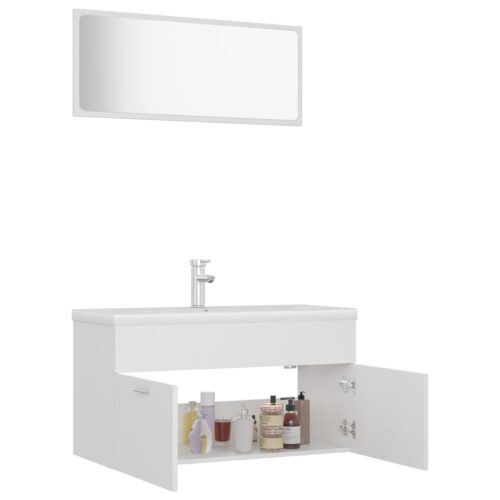 Bathroom Furniture Set White Engineered Wood - Image 4