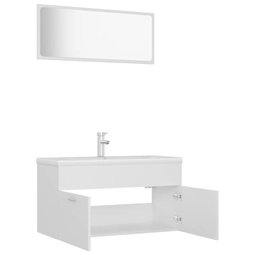 Bathroom Furniture Set White Engineered Wood - Image 7