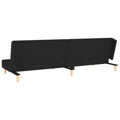 2-Seater Sofa Bed with Two Pillows Black Fabric - Image 7