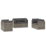 Garden Corner Sofas 6pcs Grey 57x57x56cm Poly Rattan Wicker Outdoor Patio Furniture