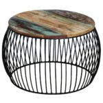 Coffee Table Round Solid Reclaimed Wood 68x37cm