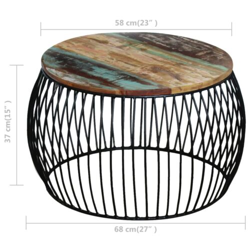 Coffee Table Round Solid Reclaimed Wood 68x37cm - Image 5