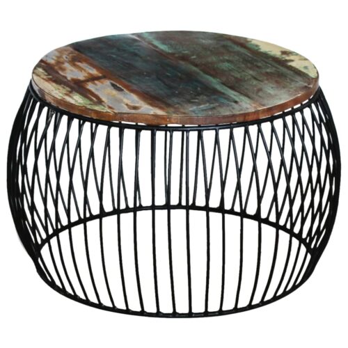 Coffee Table Round Solid Reclaimed Wood 68x37cm - Image 6