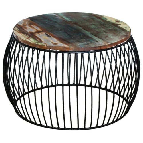 Coffee Table Round Solid Reclaimed Wood 68x37cm - Image 7