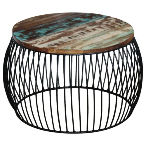 Coffee Table Round Solid Reclaimed Wood 68x37cm - Image 8