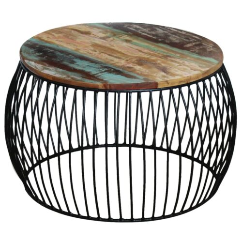 Coffee Table Round Solid Reclaimed Wood 68x37cm - Image 9
