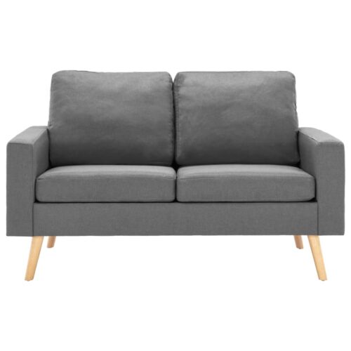 2-Seater Sofa Light Grey Fabric - Image 3
