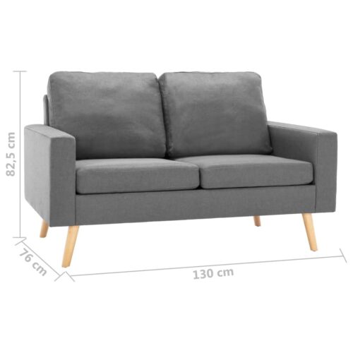 2-Seater Sofa Light Grey Fabric - Image 7