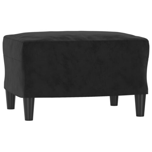 3-Seater Sofa with Footstool Lounge Ottoman Couch Velvet Fabric Black 180cm - Image 5