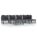 6-Piece Garden Lounge Set Outdoor Patio Sofa Setting Ottoman Table Anthracite Steel