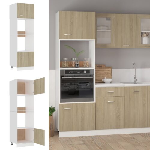 Microwave Cabinet Sonoma Oak 60x57x207cm Engineered Wood - Image 2