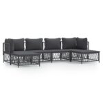 6-Piece Garden Lounge Set Outdoor Patio Sofa Chairs Furniture Setting Steel Grey