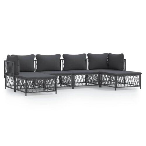 6-Piece Garden Lounge Set Outdoor Patio Sofa Chairs Furniture Setting Steel Grey