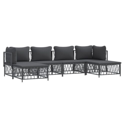 6-Piece Garden Lounge Set Outdoor Patio Sofa Chairs Furniture Setting Steel Grey - Image 3
