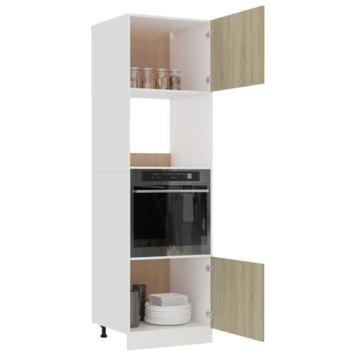 Microwave Cabinet Sonoma Oak 60x57x207cm Engineered Wood - Image 4