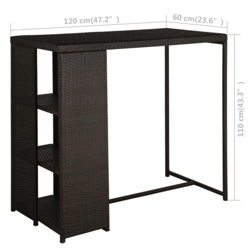 5-Piece Garden Bar Set with Cushions Poly Rattan Wicker Outdoor Patio Furniture Brown - Image 7