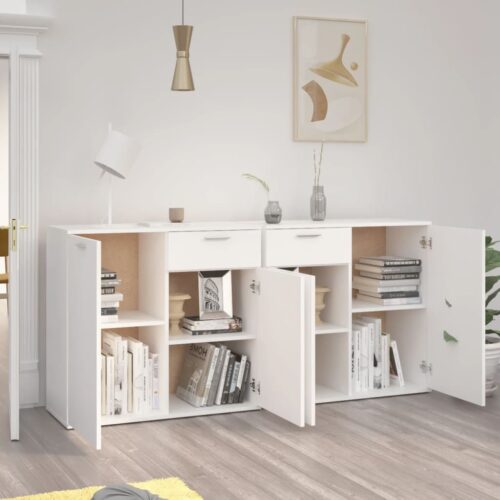 Sideboard White 160x36x75cm Engineered Wood - Image 3