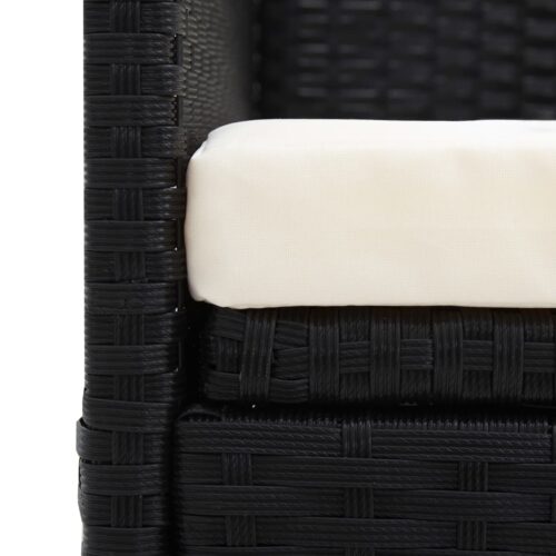 Garden Bed with Cushion Pillows Poly Rattan Black - Image 8