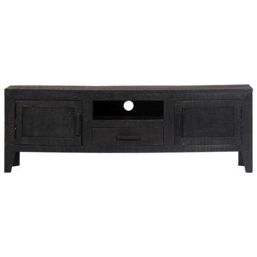 TV Cabinet Black 118x30x40cm Solid Mango Wood - Image 2