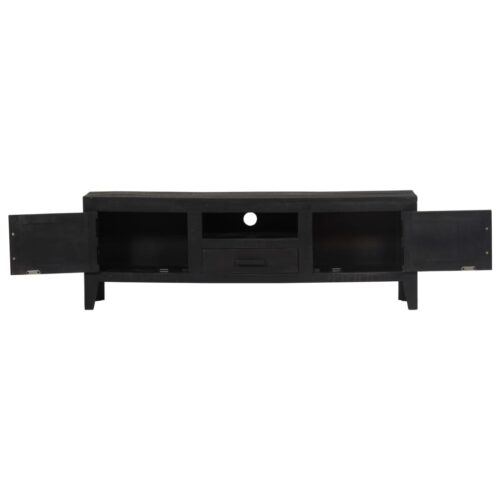 TV Cabinet Black 118x30x40cm Solid Mango Wood - Image 3