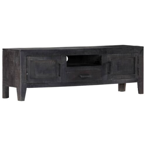 TV Cabinet Black 118x30x40cm Solid Mango Wood - Image 9