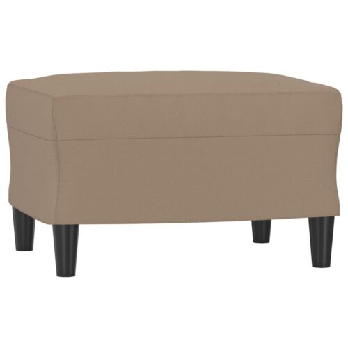 3-Piece Sofa Set Faux Leather Lounge Ottoman Stool Seater Couch Cappuccino 180cm - Image 5