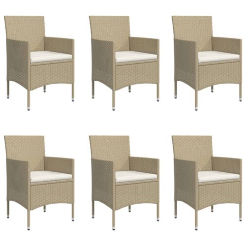 7-Piece Garden Dining Set with Cushions Beige Black Outdoor Patio Lounge Furniture - Image 4
