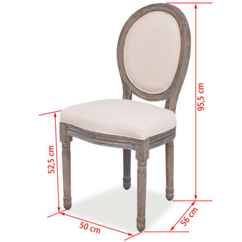 Dining Chairs 4pcs Cream Fabric - Image 7