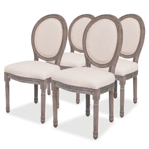Dining Chairs 4pcs Cream Fabric - Image 8